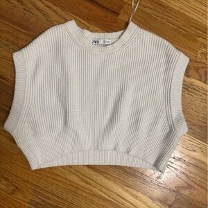 Zara Off-White Ribbed Knit Top /sweater
